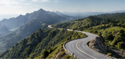 A road through a mountain landscape