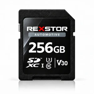 Rexstor Automotive – carte SD 256 Go avec badge gris