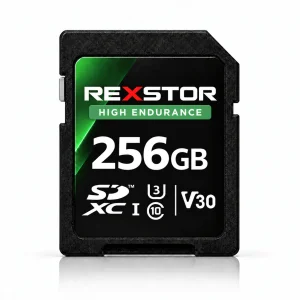 Rexstor High Endurance – carte SD 256 Go avec badge vert